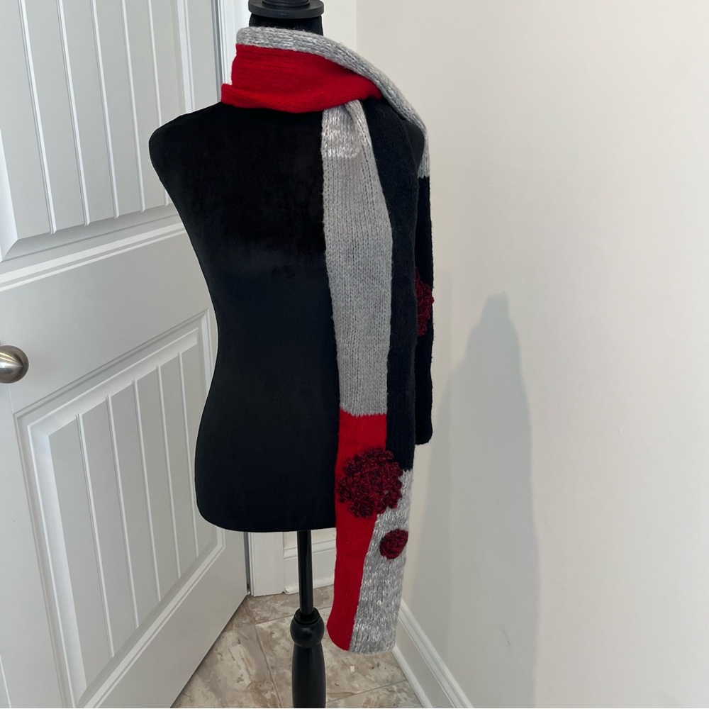 Red, Black, and Grey‎ Colorblock Scarf